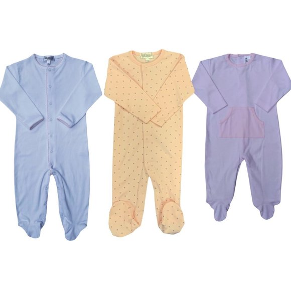 3 Pack Girls Footie Super soft Pima Cotton